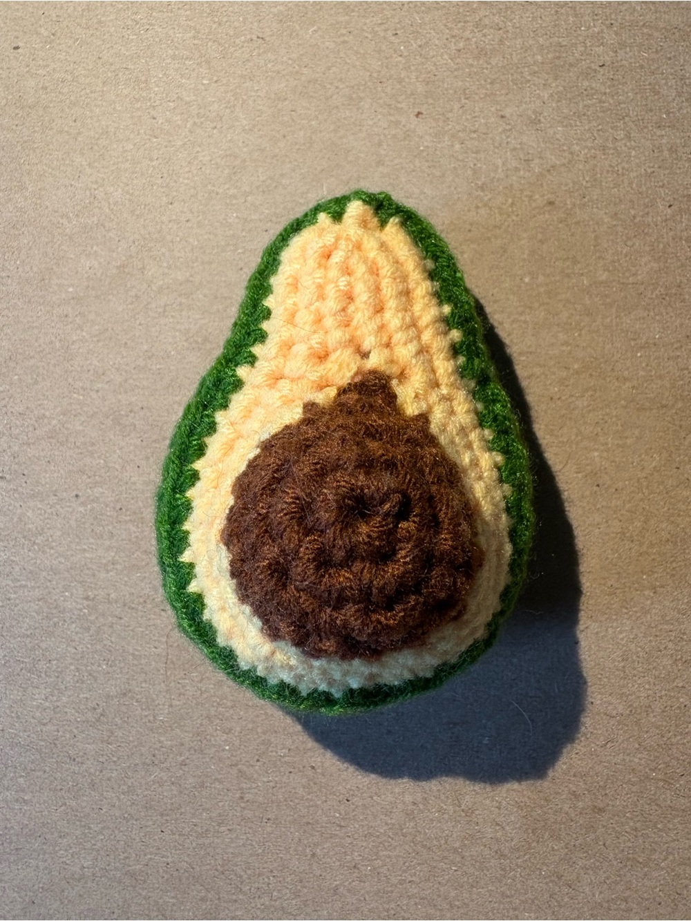 Crocheted Avocado Plush Toy - Green, Cream & Brown